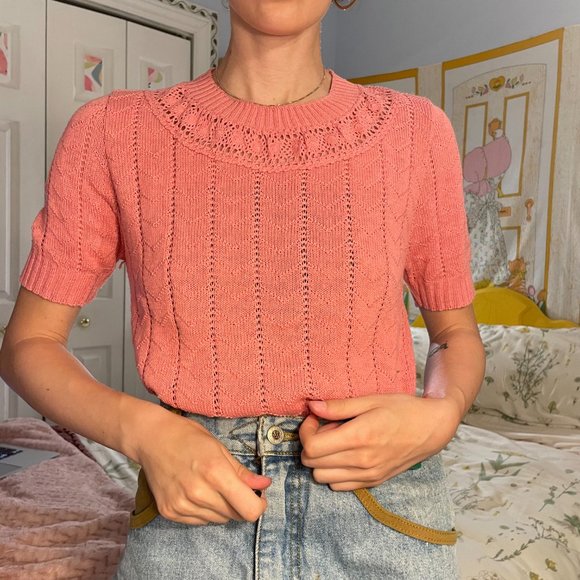 80s Cuddle knit made-in-the-USA pink shirt! - Picture 2 of 14